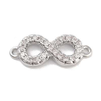 Brass Pave Clear Cubic Zirconia Infinity Connector Charms KK-M293-46P-1