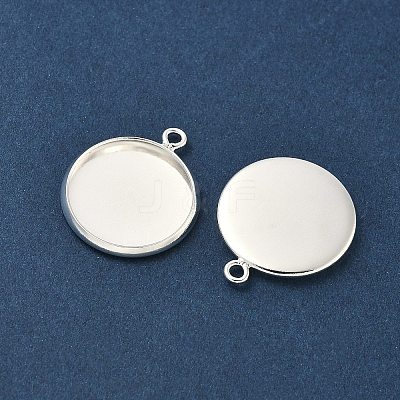 Flat Round Brass Pendant Cabochon Settings KK-K414-14F-S-1