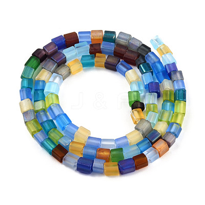 Transparent Frosted Glass Bead Strands GLAA-N047-08-B01-1