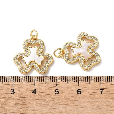 Brass Micro Pave Clear Cubic Zirconia Pendants KK-B083-17G-02-1
