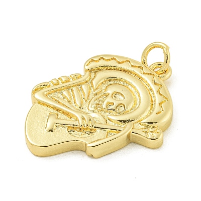 Halloween Theme Rack Plating Brass Pendants KK-Z067-18G-04-1