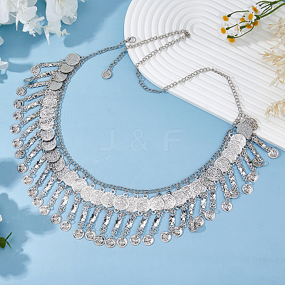 Bohemian Alloy Coin Tassel Waist Chains AJEW-WH0596-933P-1