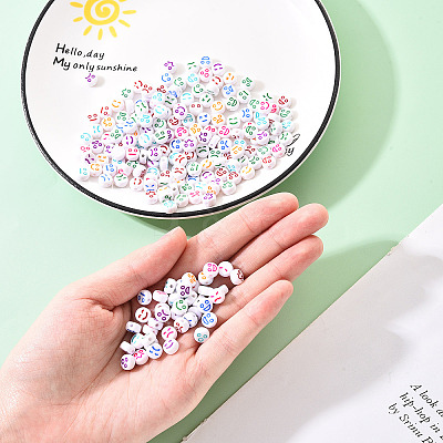 White Opaque Acrylic Beads MACR-YW0001-20E-1