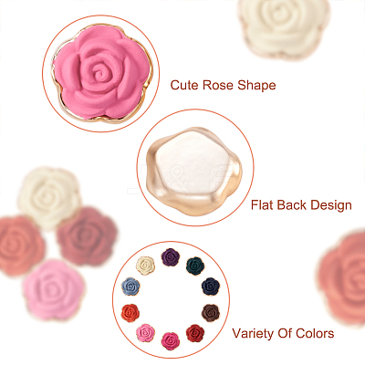 100Pcs 10 Colors Opaque Resin Flower Cabochons CRES-YS0001-06-1