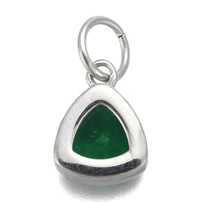 304 Stainless Steel Cubic Zirconia Pendant ZIRC-P080-B12-1