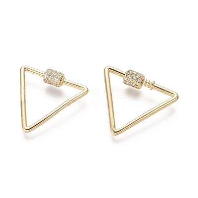 Brass Micro Pave Cubic Zirconia Screw Carabiner Lock Charms ZIRC-I031-18G-1