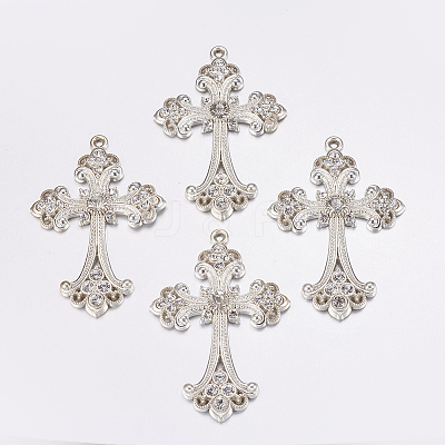 Alloy Rhinestone Cross Big Pendants LS-ALRI-1475-S-NR-1