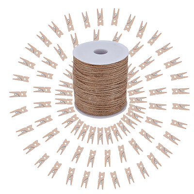 100Pcs Natural Wooden Craft Pegs Clips AJEW-SP0003-48B-1