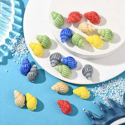 10Pcs Handmade Printed Porcelain Beads PORC-YW0001-26A-1