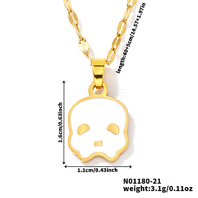 304 Stainless Steel Enamel Halloween Skull Pendant Dapped Chain Necklaces VT5751-1
