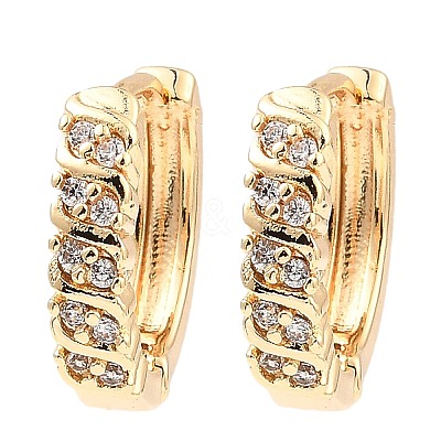 Brass Cubic Zirconia Hoop Earrings EJEW-D078-20KCG-1