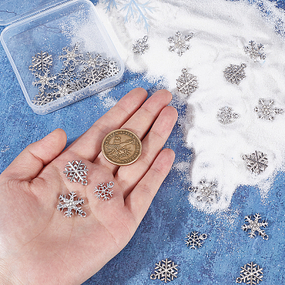 36Pcs 3 Style Alloy Pendants. Snowflake Charm FIND-SC0004-64-1