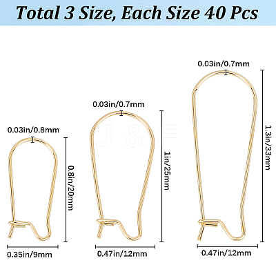 120Pcs 3 Style 304 Stainless Steel Hoop Earring Findings STAS-SP0001-27-1