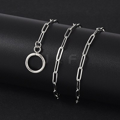 Non-Tarnish Unisex 304 Stainless Steel Paperclip Chain Necklaces X-NJEW-H215-04P-1