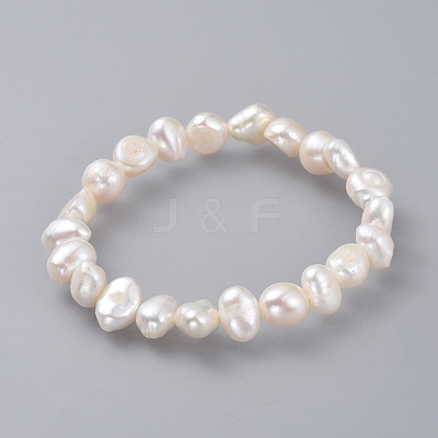 Natural Pearl Stretch Bracelets BJEW-JB04735-01-1