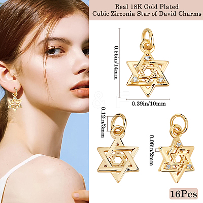 16Pcs Brass Micro Pave Clear Cubic Zirconia Charms KK-BBC0015-88-1