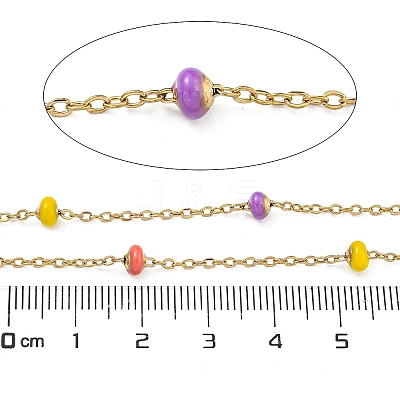 304 Stainless Steel Enamel Link Chains AJEW-Z028-09G-01-1
