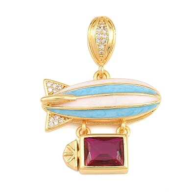 Brass Micro Pave Cubic Zirconia Pendants CU-CBAB3AD-05G-03-1