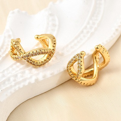 Brass Micro Pave Clear Cubic Zirconia Cuff Earrings EJEW-K309-11G-1