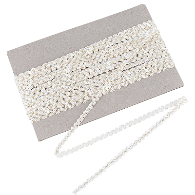15 Yards Polyester Metallic Elastic Lace Trim OCOR-WH0082-151A-1