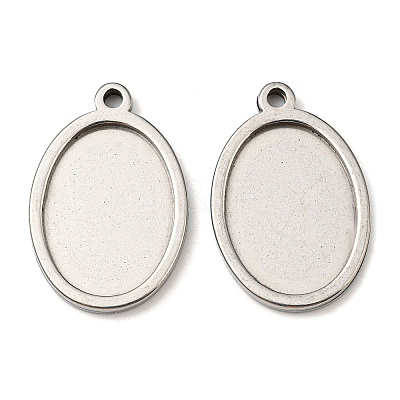 Non-Tarnish 201 Stainless Steel Pendant Cabochon Settings STAS-F296-05A-P-1
