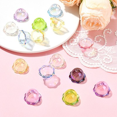 35Pcs 7 Colors UV Plating Acrylic Bead Caps OACR-CJ0002-36-1