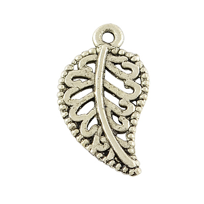 Tibetan Style Alloy Leaf Pendants TIBEP-A2879-AS-NR-1