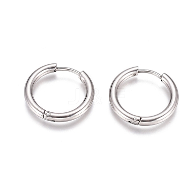 Tarnish Resistant 304 Stainless Steel Huggie Hoop Earrings EJEW-G272-01-14mm-P-1