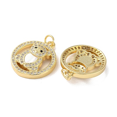 Brass Micro Pave Cubic Zirconia Pendants KK-B083-39D-G-1