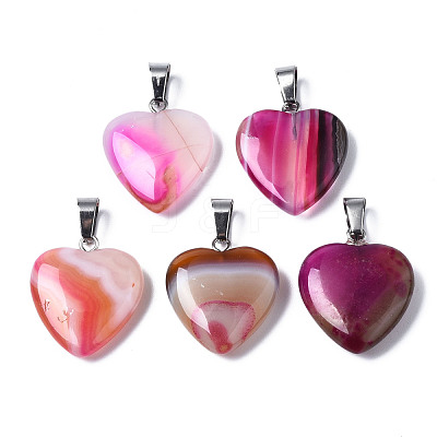 Natural Banded Agate/Striped Agate Pendants G-T122-24A-1