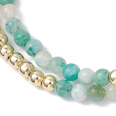 3Pcs Natural Rhodonite & Chrysocolla & Lapis Lazuli & Dyed Hemimorphite Round Beadeds Double-layered Bracelets for Women BJEW-JB12095-1