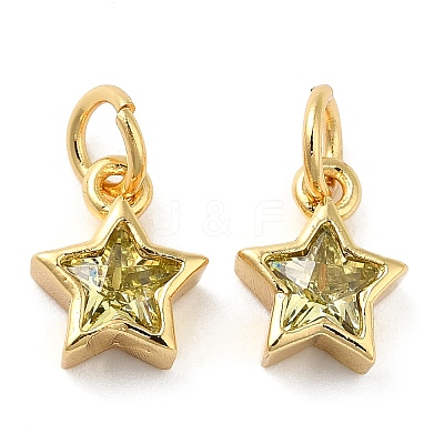Brass Cubic Zirconia Charms FIND-Z005-02A-1