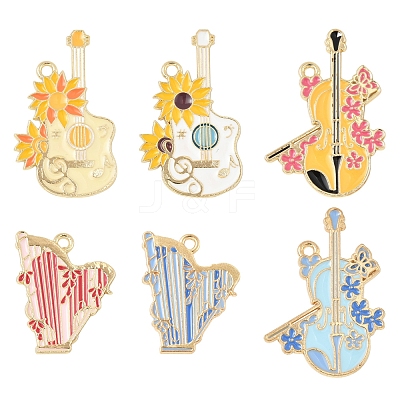 12Pcs 6 Styles Alloy Enamel Pendants ENAM-FS0002-58-1