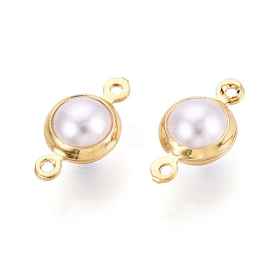 Brass ABS Imitation Pearl Connector Charms KK-N286-02A-G-1