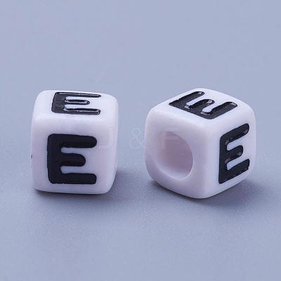 Acrylic Horizontal Hole Letter Beads PL37C9129-E-1