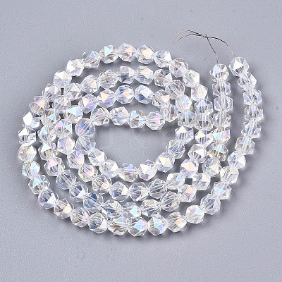 Electroplate Transparent Glass Beads Strands X-EGLA-T019-06L-1