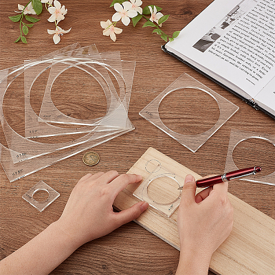 Transparent Acrylic Sewing Measuring Tool Set AJEW-WH0554-09A-1
