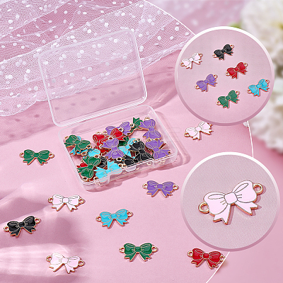 36Pcs 6 Colors Alloy Enamel Connector Charms ENAM-SC0008-25-1