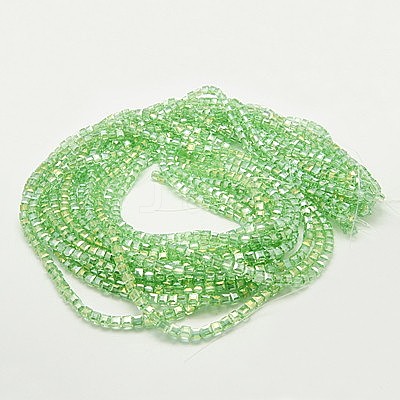 Electroplate Glass Beads Strands EGLA-D018-8x8mm-33-1