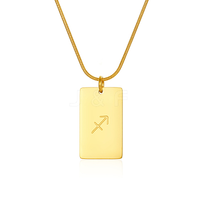 Stylish Stainless Steel 12 Zodiac Rectangle Pendant Necklaces for women GA2858-6-1