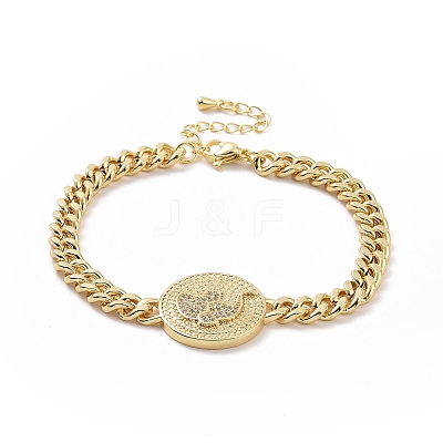 Clear Cubic Zirconia Oval with Butterfly Link Bracelet BJEW-B068-04-1