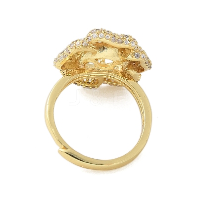 Flower Brass Micro Pave Cubic Zirconia Adjustable Ring Settings KK-K297-03G-1