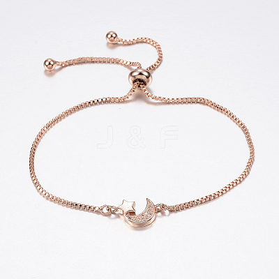 Adjustable Brass Micro Pave Cubic Zirconia Bolo Bracelets BJEW-J180-19-1