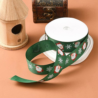 1 Roll Christmas Printed Polyester Grosgrain Ribbons OCOR-YW0001-05B-1