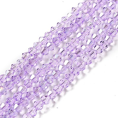 Transparent Electroplate Glass Beads Strands EGLA-S056-4mm-23-1