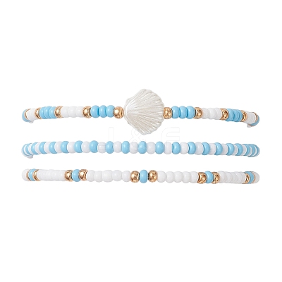 3Pcs 3 Styles Glass Seed Beads Stretch Bracelets for Women BJEW-MZ00345-01-1