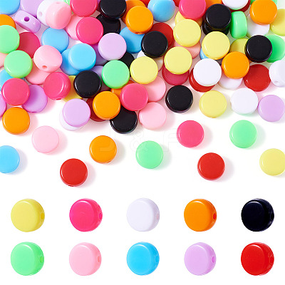 100Pcs 10 Colors Opaque Acrylic Beads OACR-TA0003-09-1
