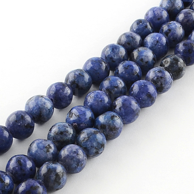 Dyed Natural Sesame Jasper Round Beads Strands G-R342-8mm-12-1