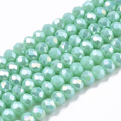 Electroplate Glass Beads Strands EGLA-A034-P6mm-B16-1