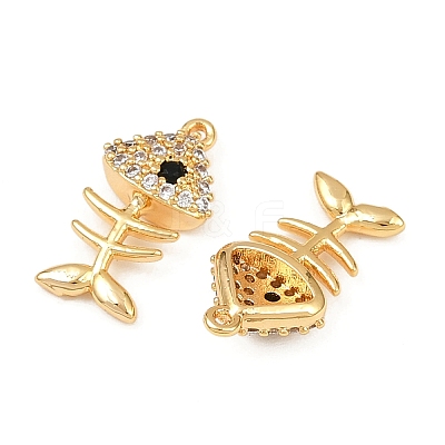 Ocean Theme Brass Micro Pave Cubic Zirconia Charms KK-F902-08M-G-1